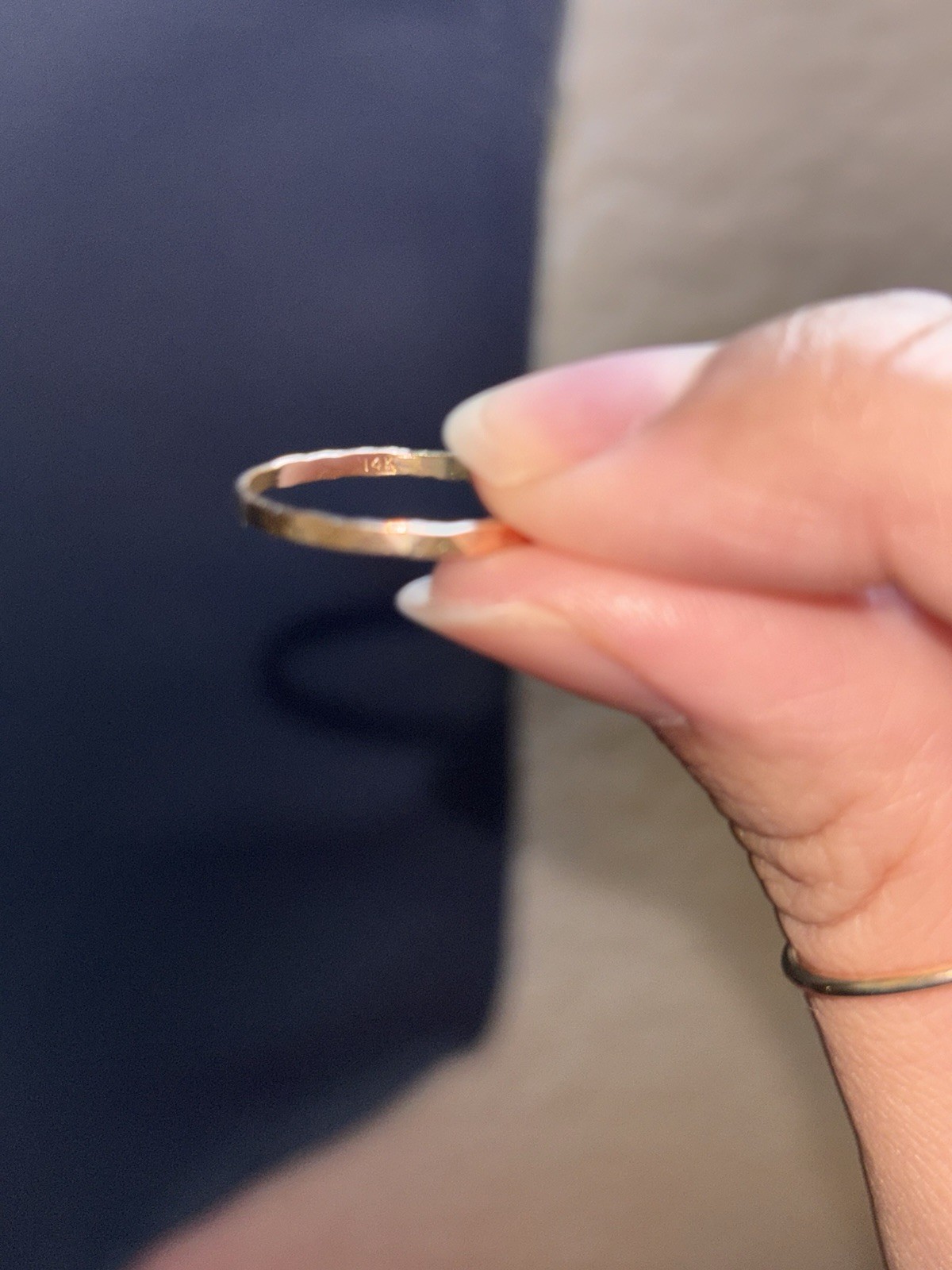 14kYG 2MM Ring & 14YG 1MM Emerald Baguette Ring