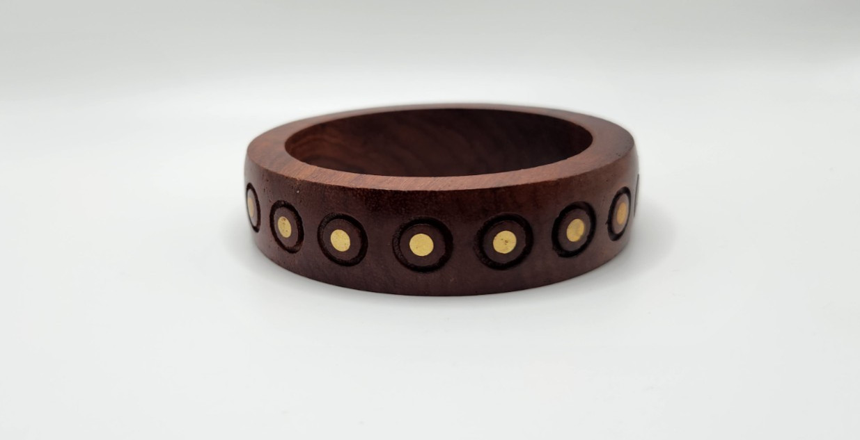 Wood and Brass Boho Style Bangle Bracelet