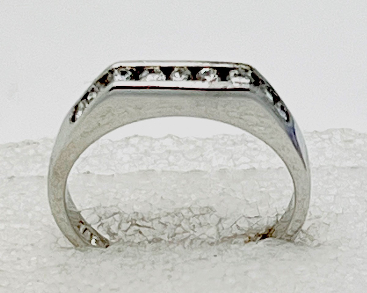 Sterling Silver 925 Channel Set 9 CZ Ring Size 7