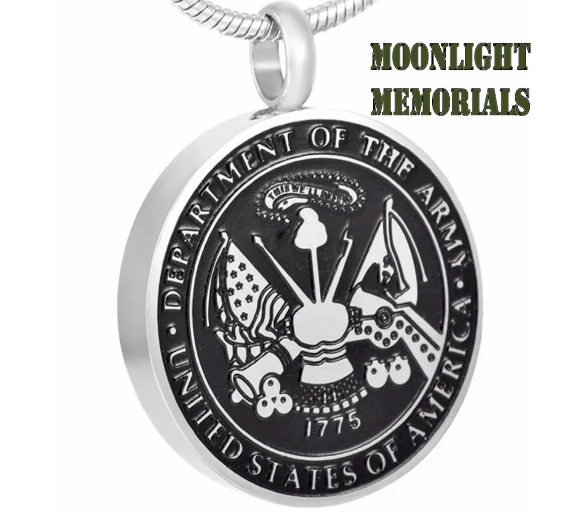 New United States Army Cremation Urn Keepsake Ashes Memorial Necklace