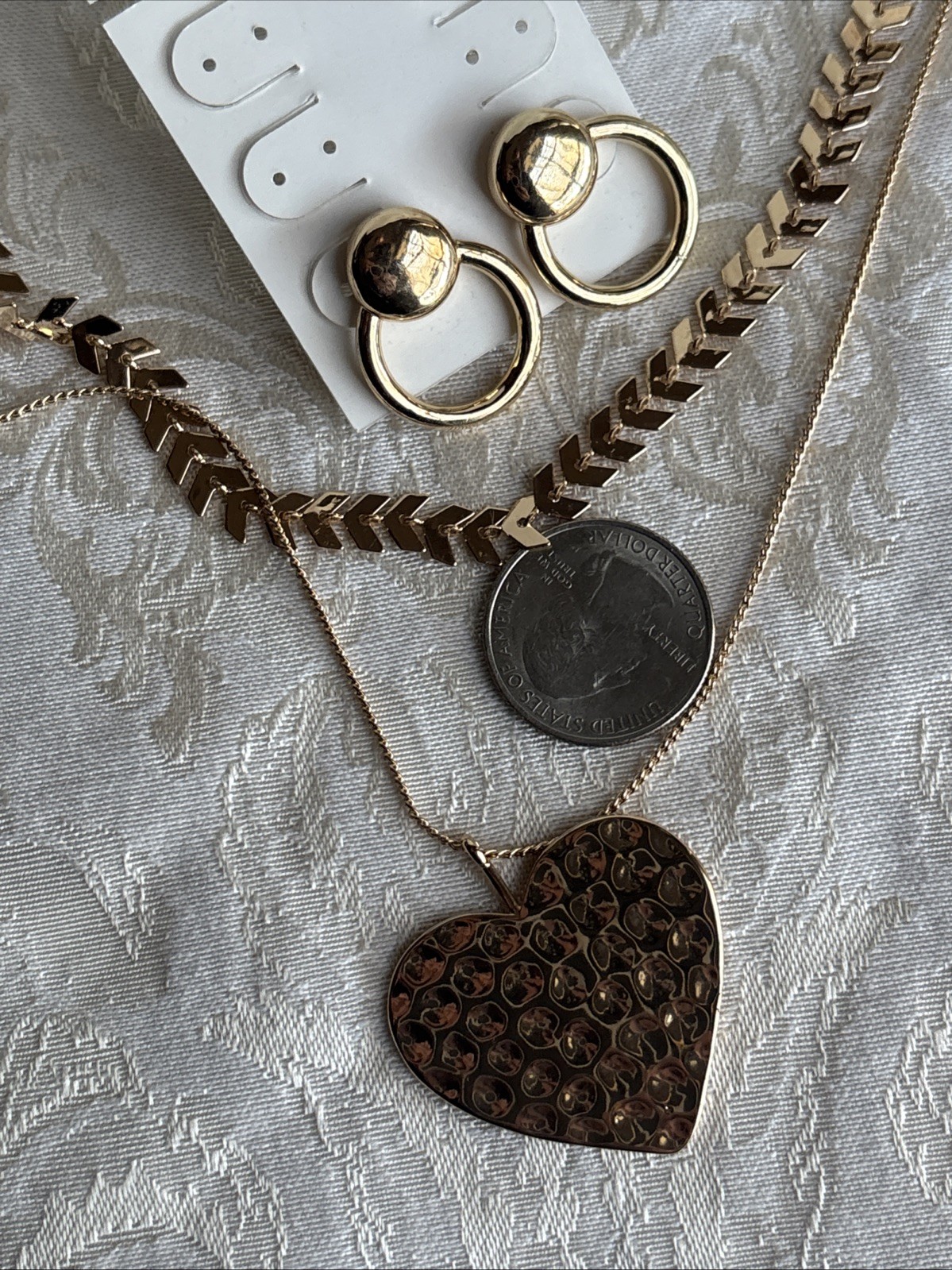 Park Lane Fairytale Double Tier Necklace 16” & 22” Gold Tone Heart & Francesca