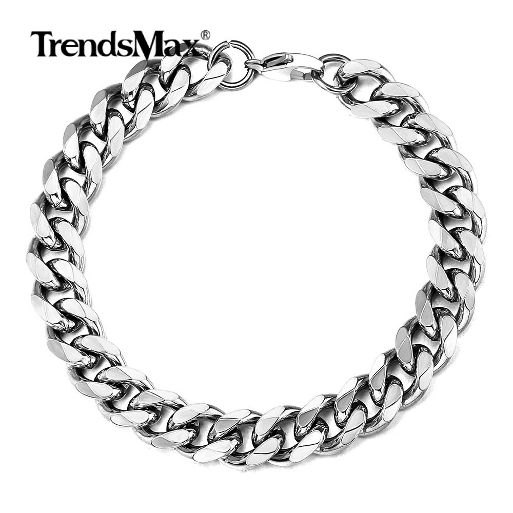 7/11MM Mens Chain Silver Stainless Steel Curb Link Necklace Bracelet 7-36″