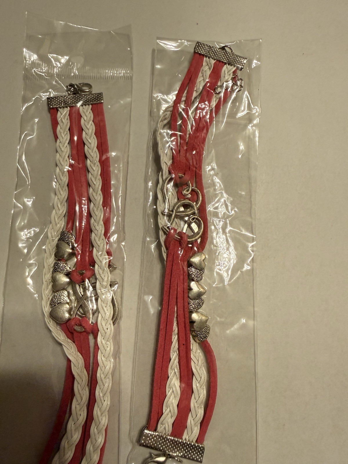 Lot Braided Cord Charm Bracelets Faux Leather Multicolor Adjustable Lobster
