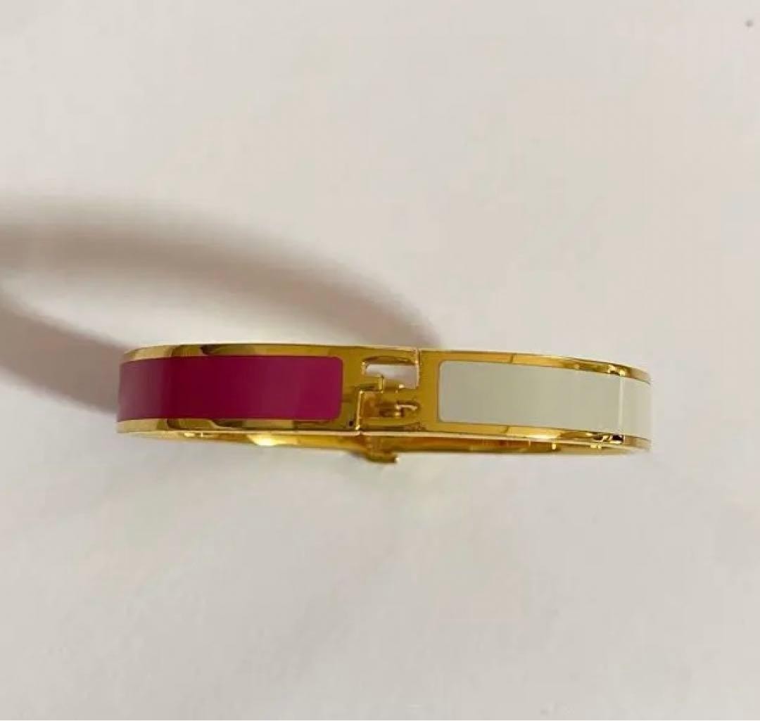 Auth Fendi Bracelet Bangle Gold Pink White Size M Women’s Accessory Wristband
