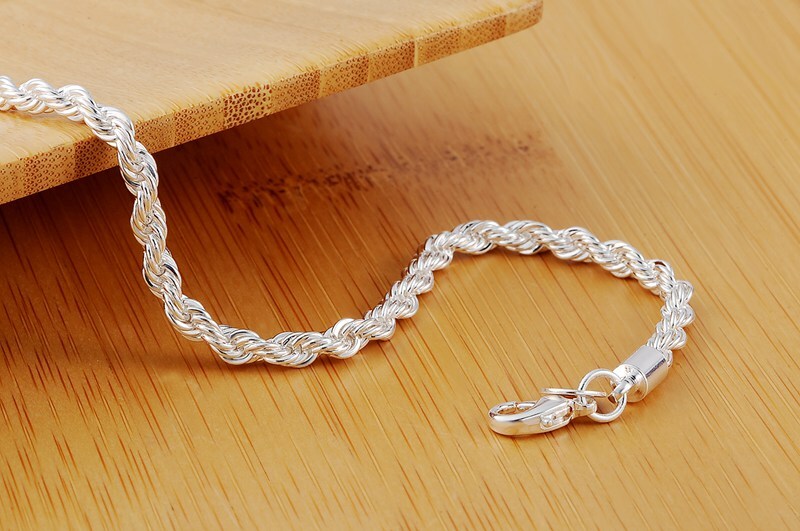 Popular Fashion Hot Sell 925 Sterling Silver Jewelry Twist Bracelet Chain