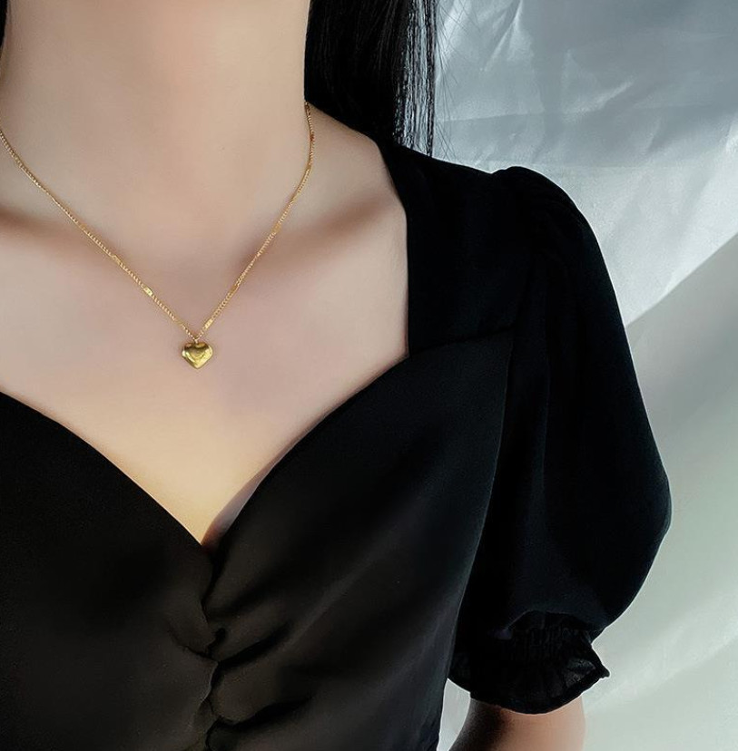 18K Gold Stainless Steel Love Floating Heart Pendant Chain Necklace Gift AG
