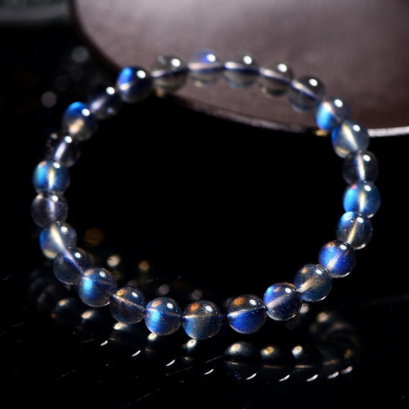 Handmade Natural Moonstone Elastic Stretch Bracelet – 7mm Round Gemstone Bead