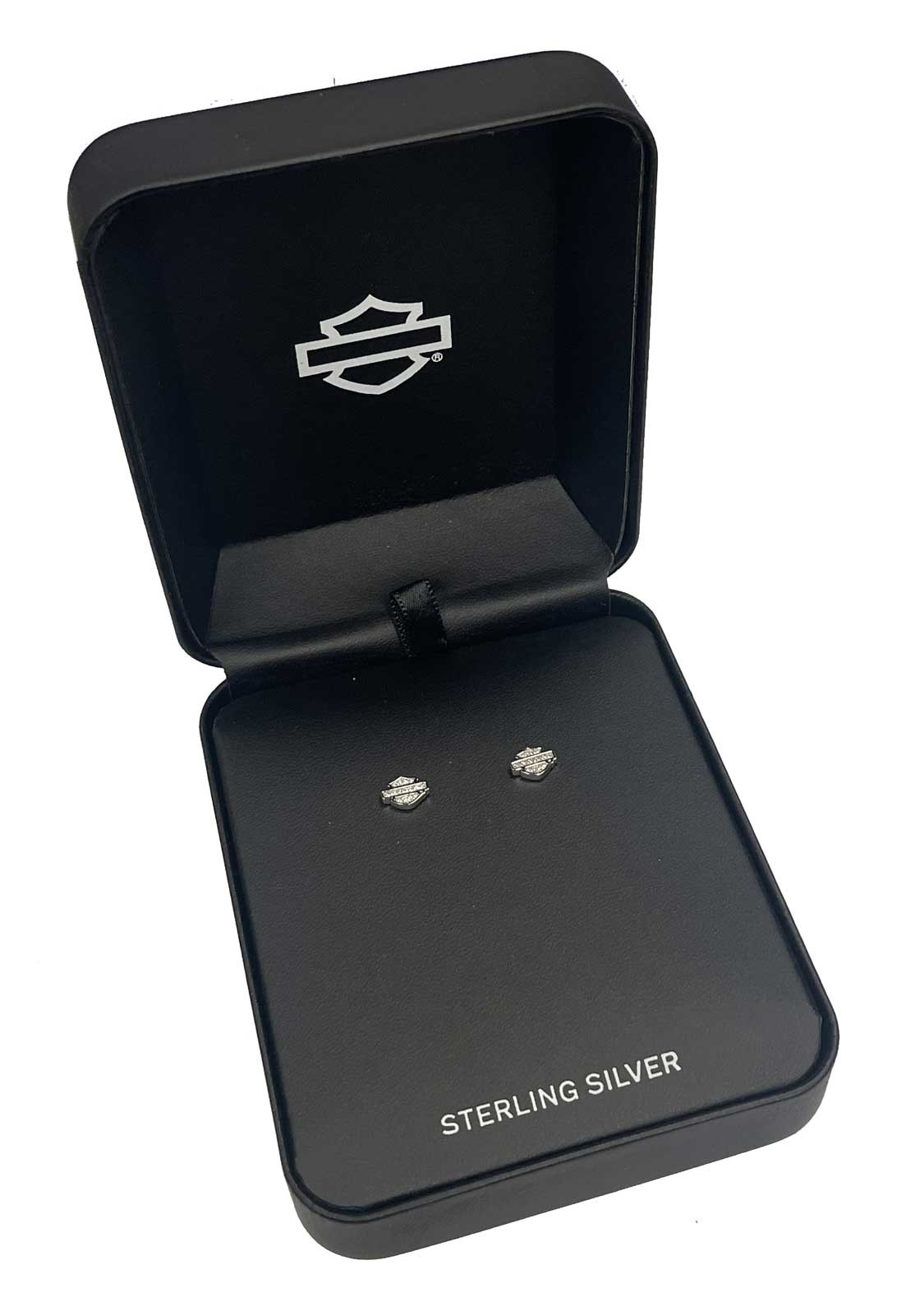 Harley-Davidson Women’s 8mm Bling Bar & Shield Stud Earrings, Sterling Silver