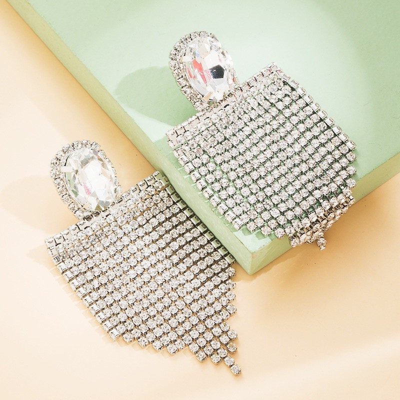 Fashion Shining Silver Pin Same Color Rhinestone Graceful Diamond Long Tassel