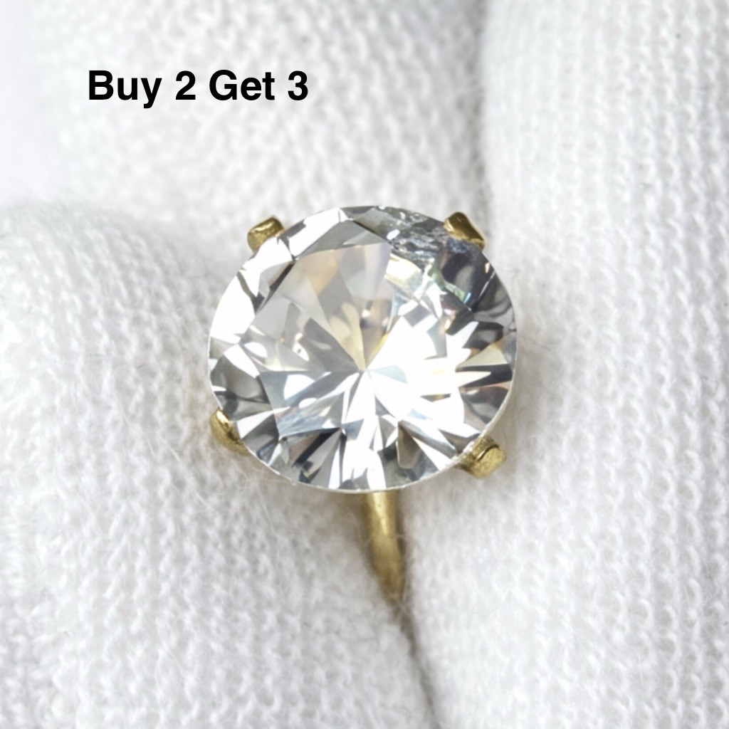 Gold Surgical Steel Round CZ Stud Earrings Solitaire 3mm-7mm⁠