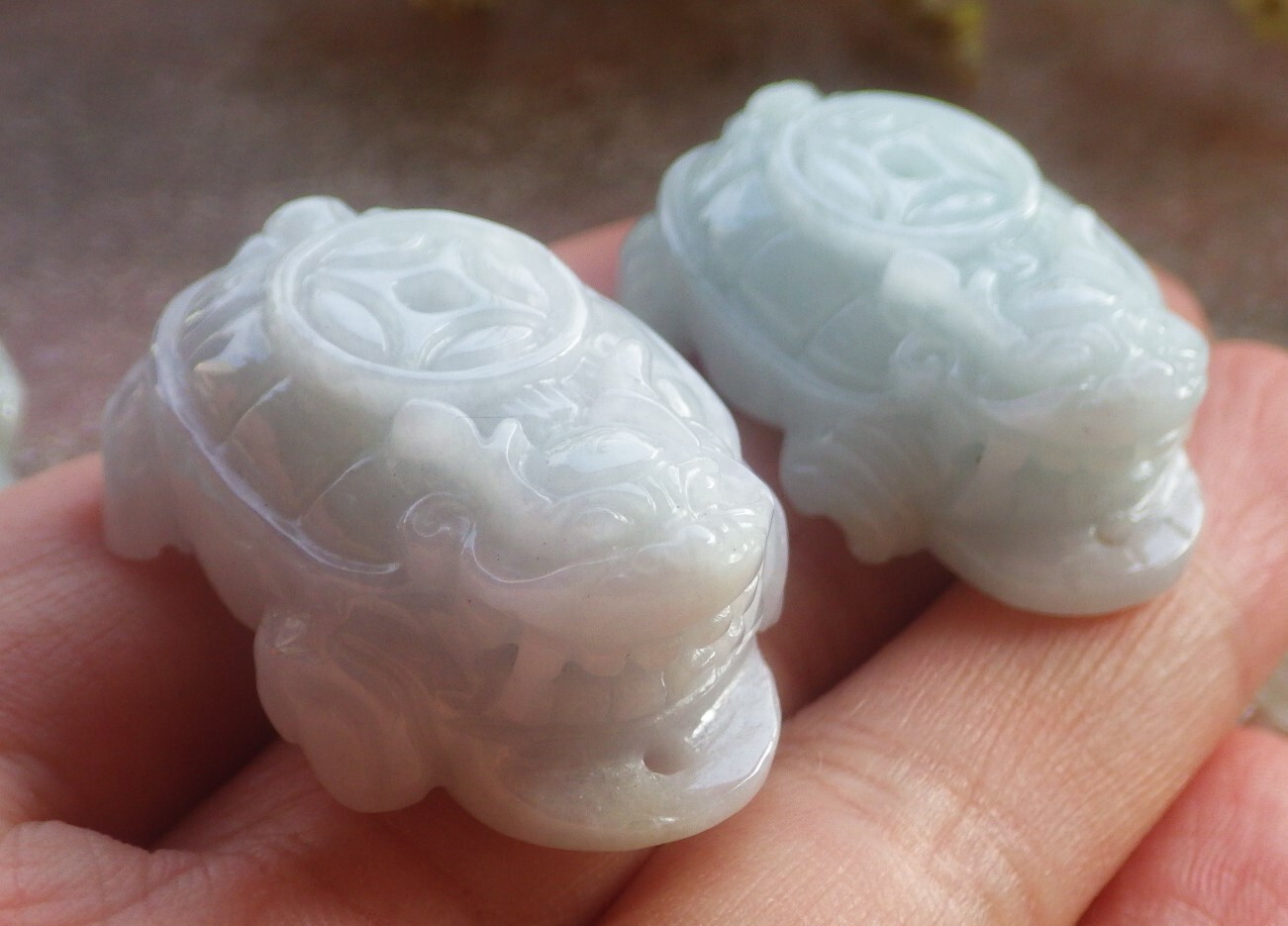 1Pcs Green Burma Grade 100% Natural A Jade jadeite Pendant Dragon Turtle 694262