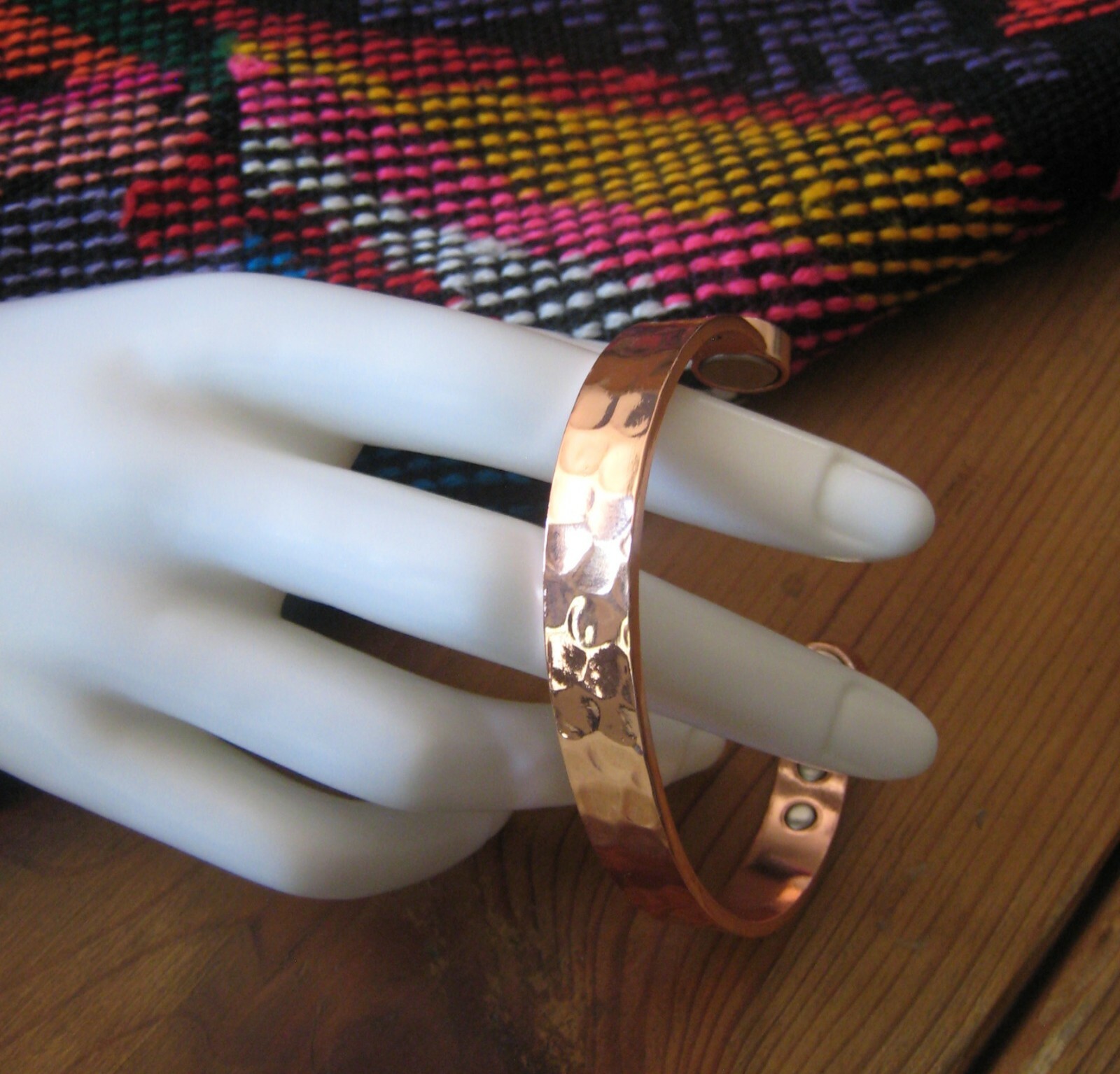 Pure Copper Bracelet Ring Set Fashion Arthritis Men Women Hammered Style Unisex
