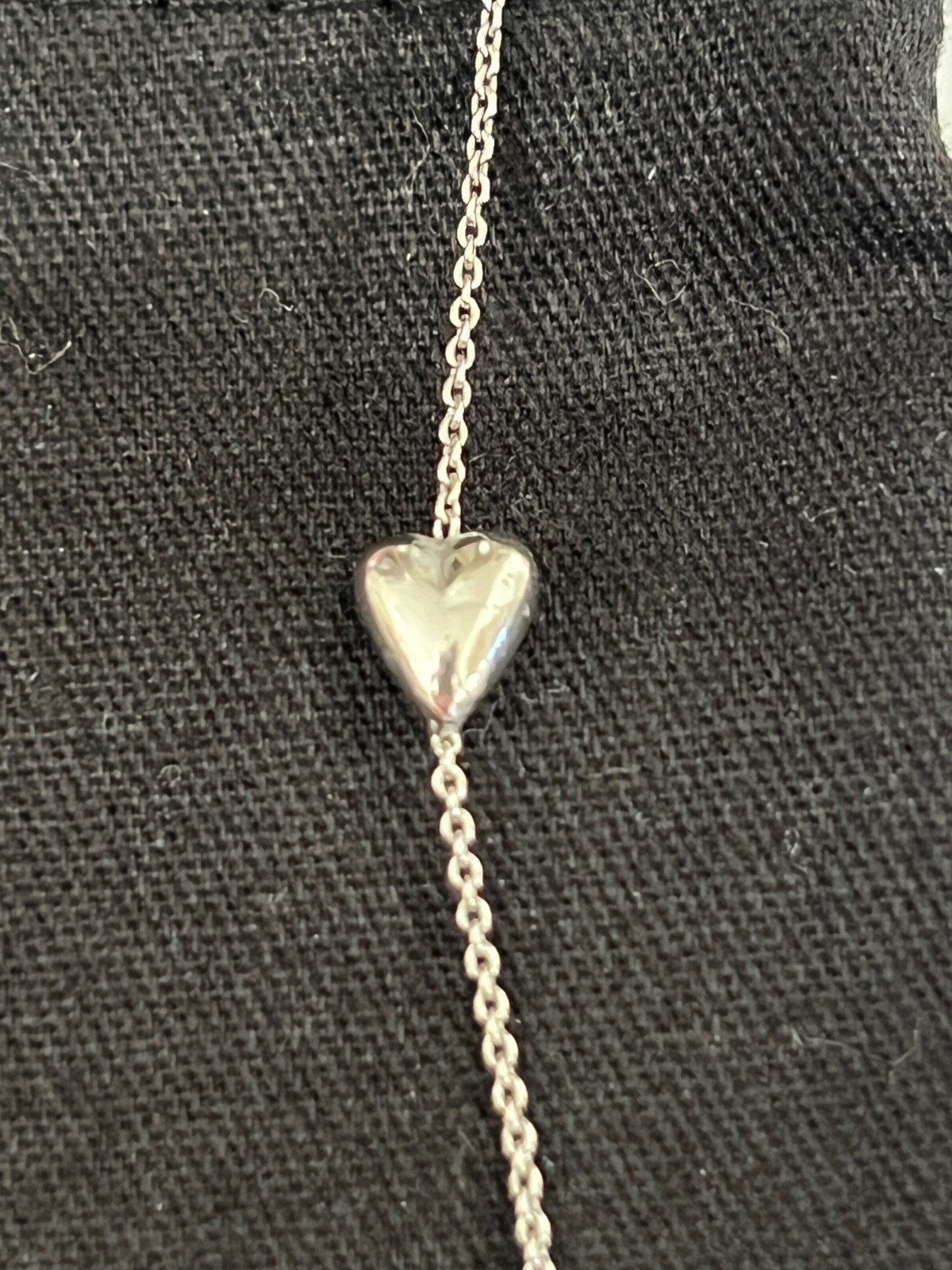 NWT Saint Laurent YSL Triple Heart Charm Silver Long Brass Chain Necklace $695