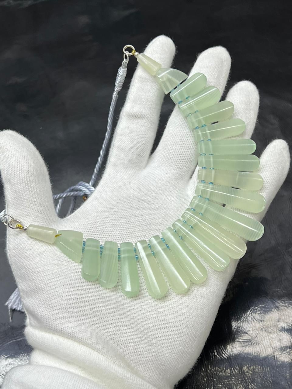 Natural Finger Print Stone Necklace Set 70g High Grade Quality Gemstone Jewelry