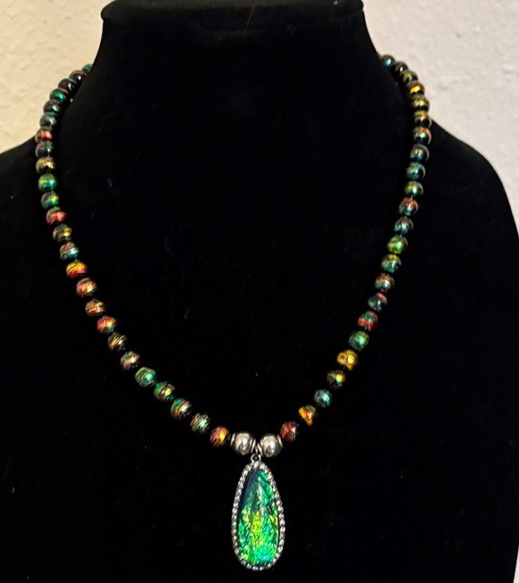 Necklace made with Rainbow Hematite Beads