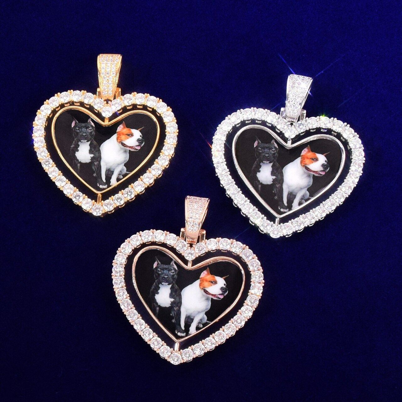 18k Silver Rose Gold Plated Custom Made Picture Double Sided Heart Necklace
