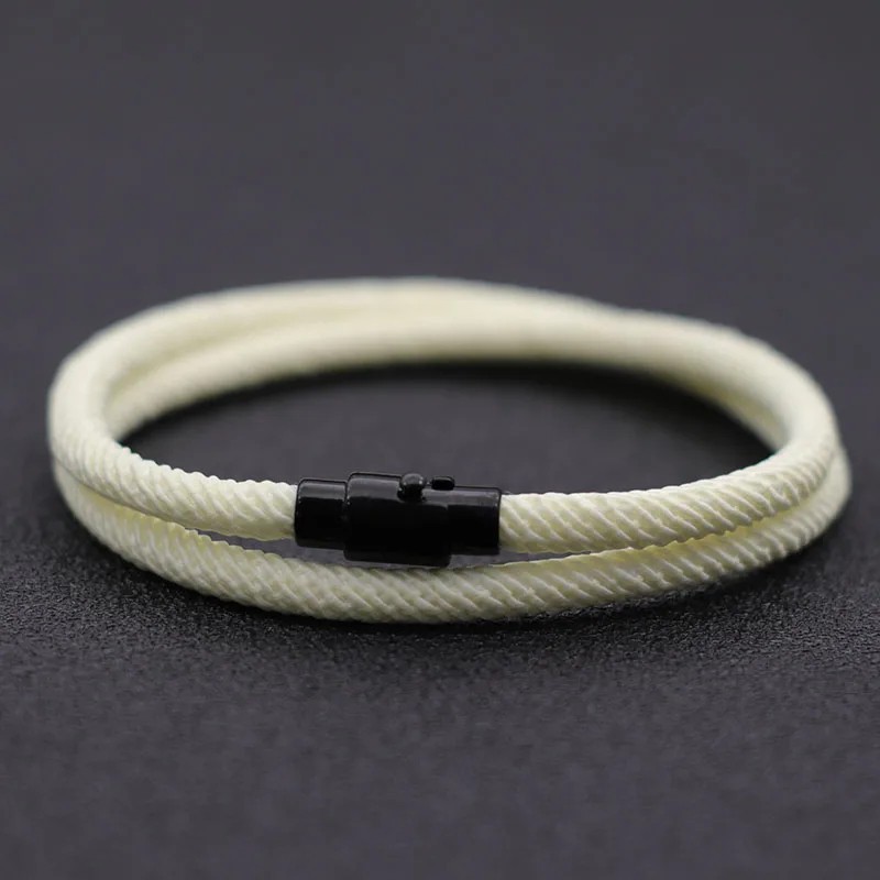 Simple Style Men’s Rope Bracelet Double Layer 4mm Thread Fabric Casual Accessory