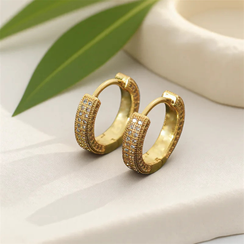 Female Male Multicolor Zircon Small Round Hoop Earrings For Men Women Minimalist