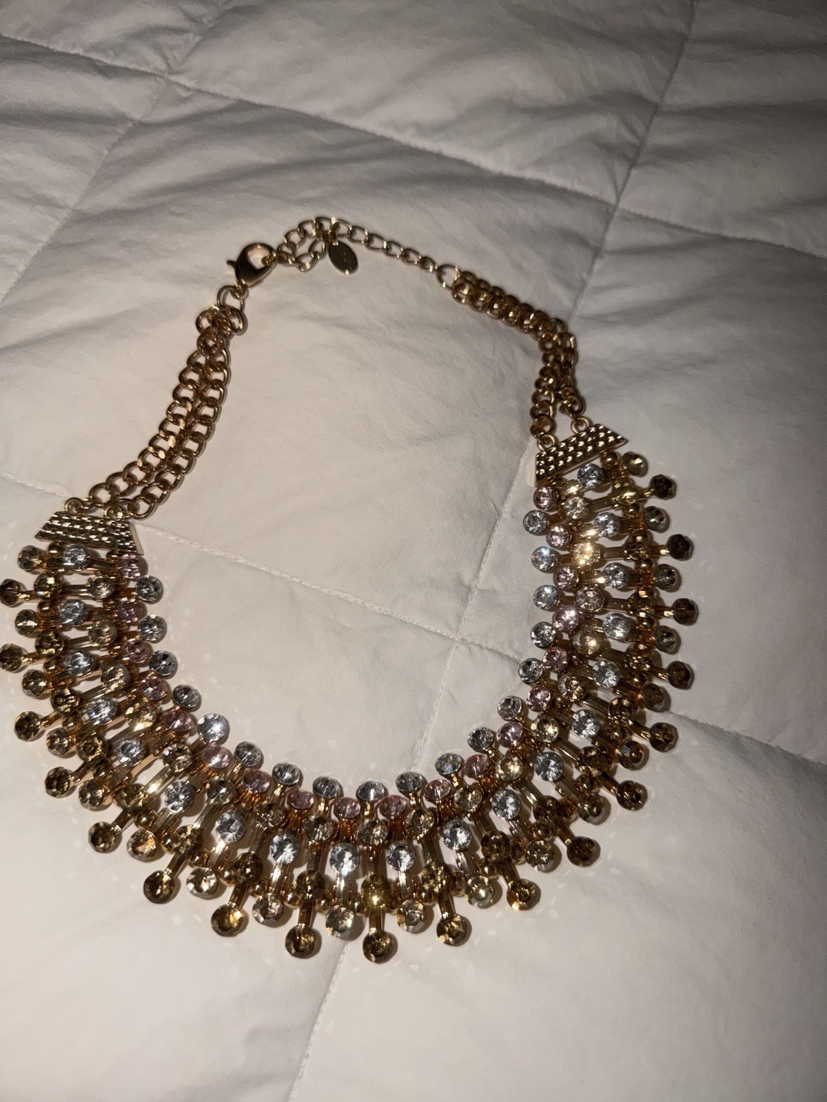Aldo Arvan Rhinestone Fringe Bib Necklace