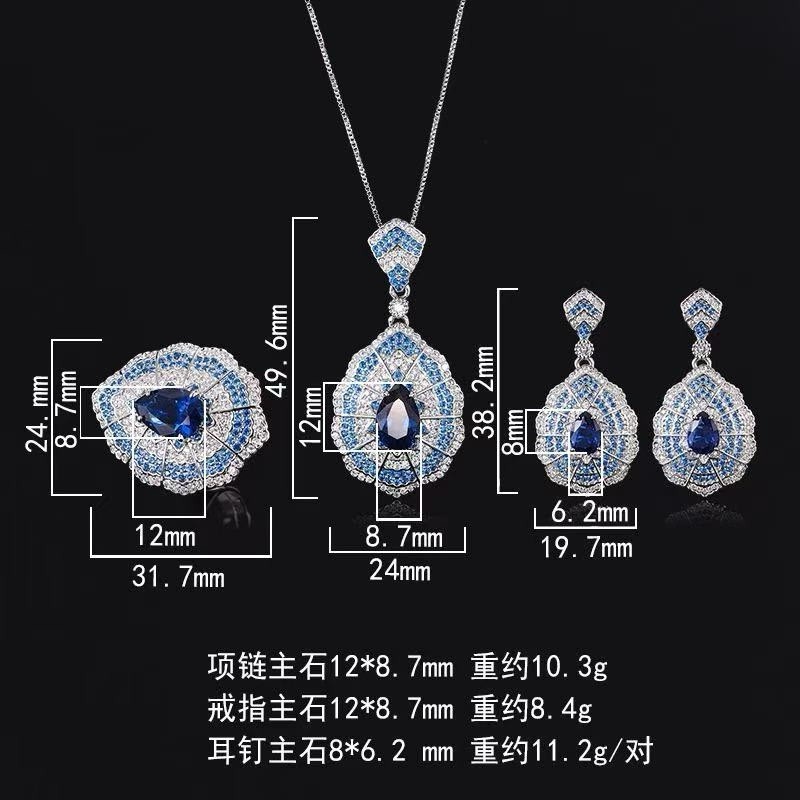Wedding Bridal CZ Jewelry Set Zirconia Necklace Earrings Set