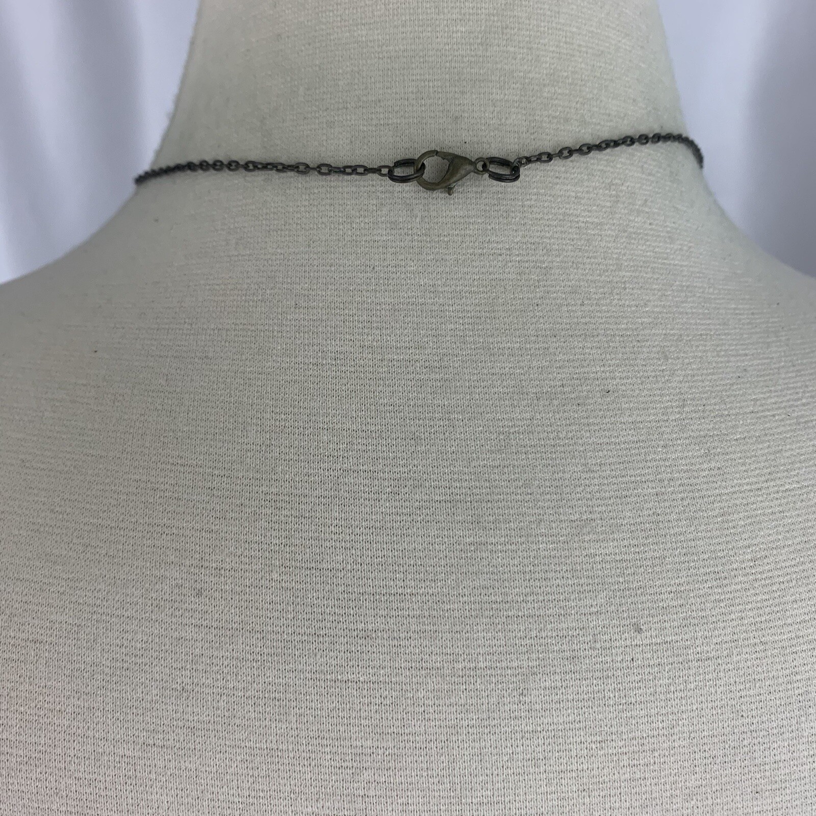 Long Boho Pendant Necklace Brass Tone Blue White Cloud Sky Look Glass Bead 30″