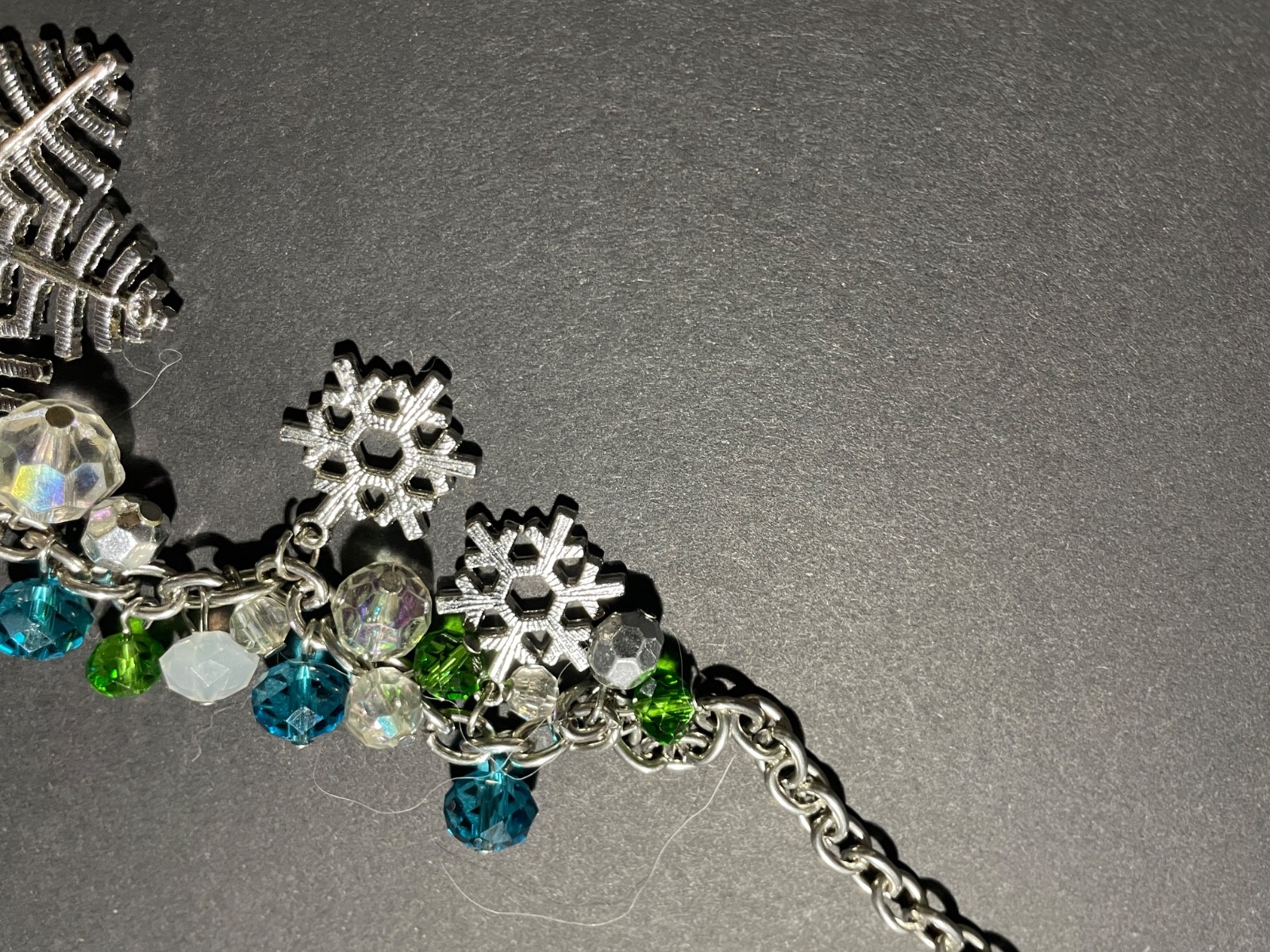 Pier 1 Snowflake Necklace Bracelet Set 19-21″ Holiday Christmas Rhinestone Charm
