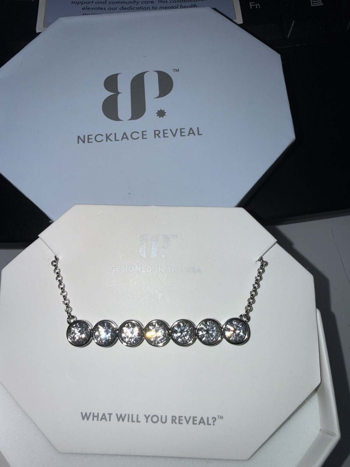 BP Rhodium Plated Cubic Zirconia Pendant Necklace 18″ + 2.5″ Extender