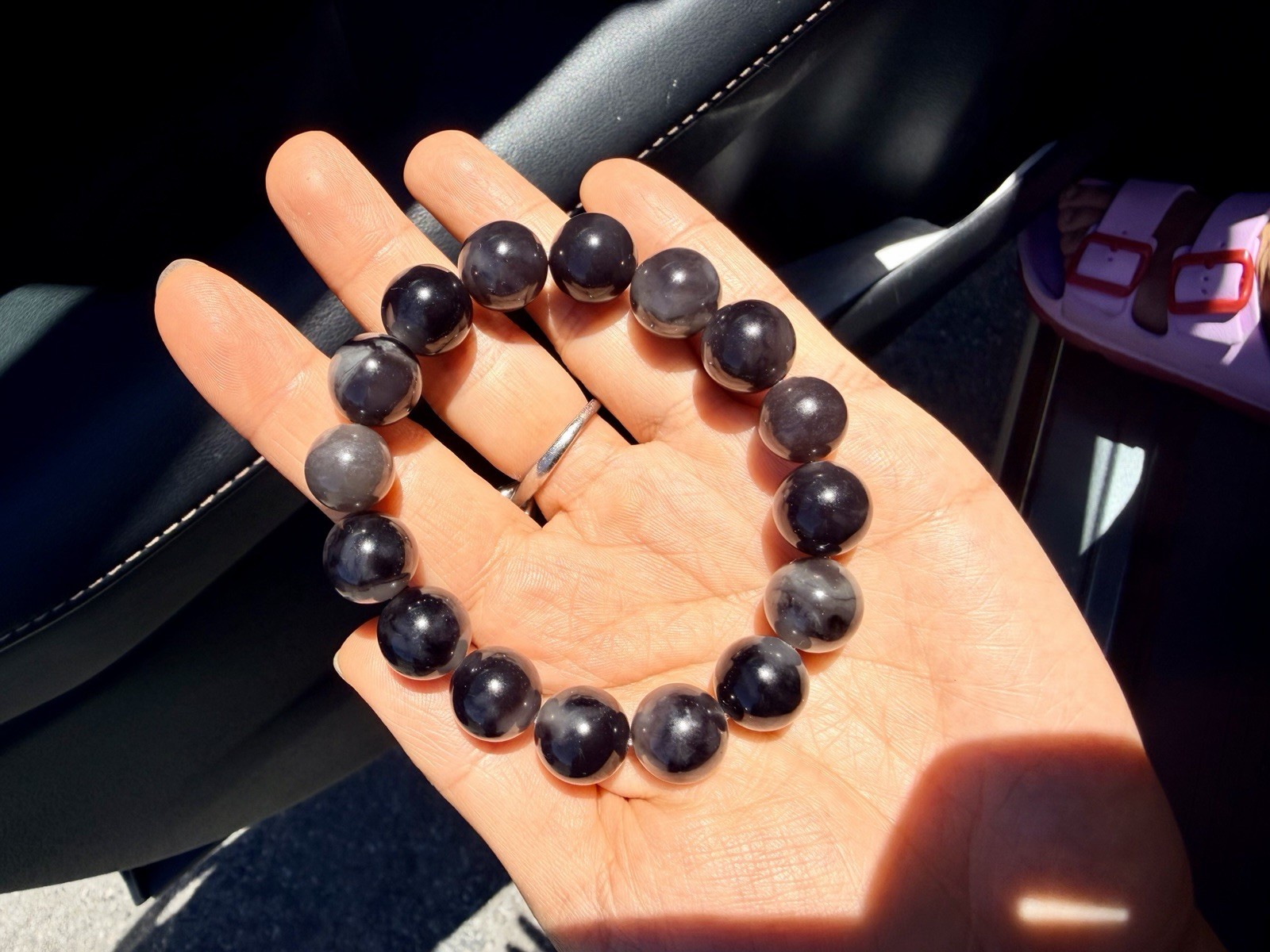 Nephrite Hetian Jade bracelet 13m Qinghua Style Emperor purple Half Half 和田玉帝王紫