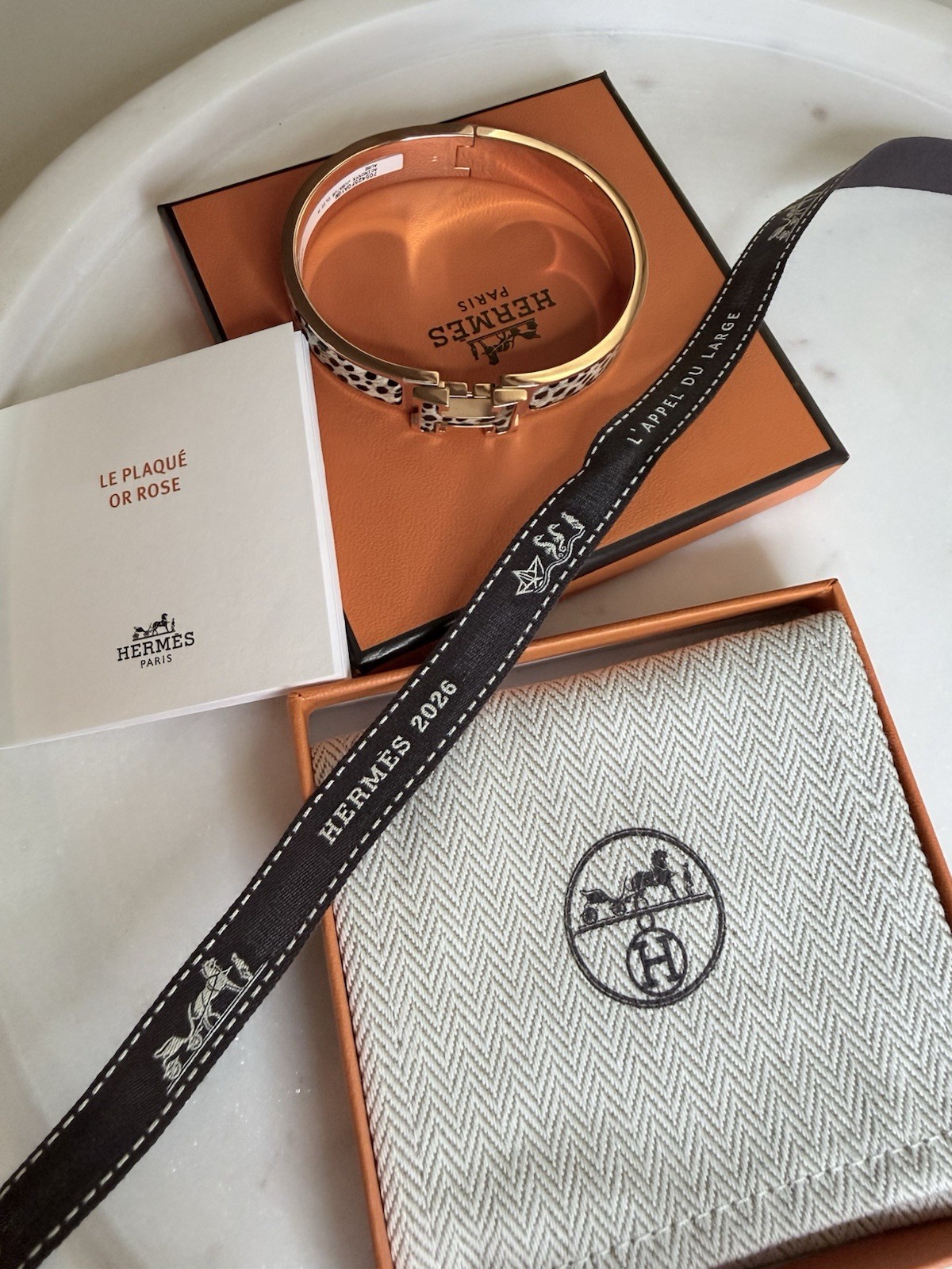 NEW Hermes Clic H Clic H Jubatus Cheetah bracelet Bangle GM Size Rose Gold Hw