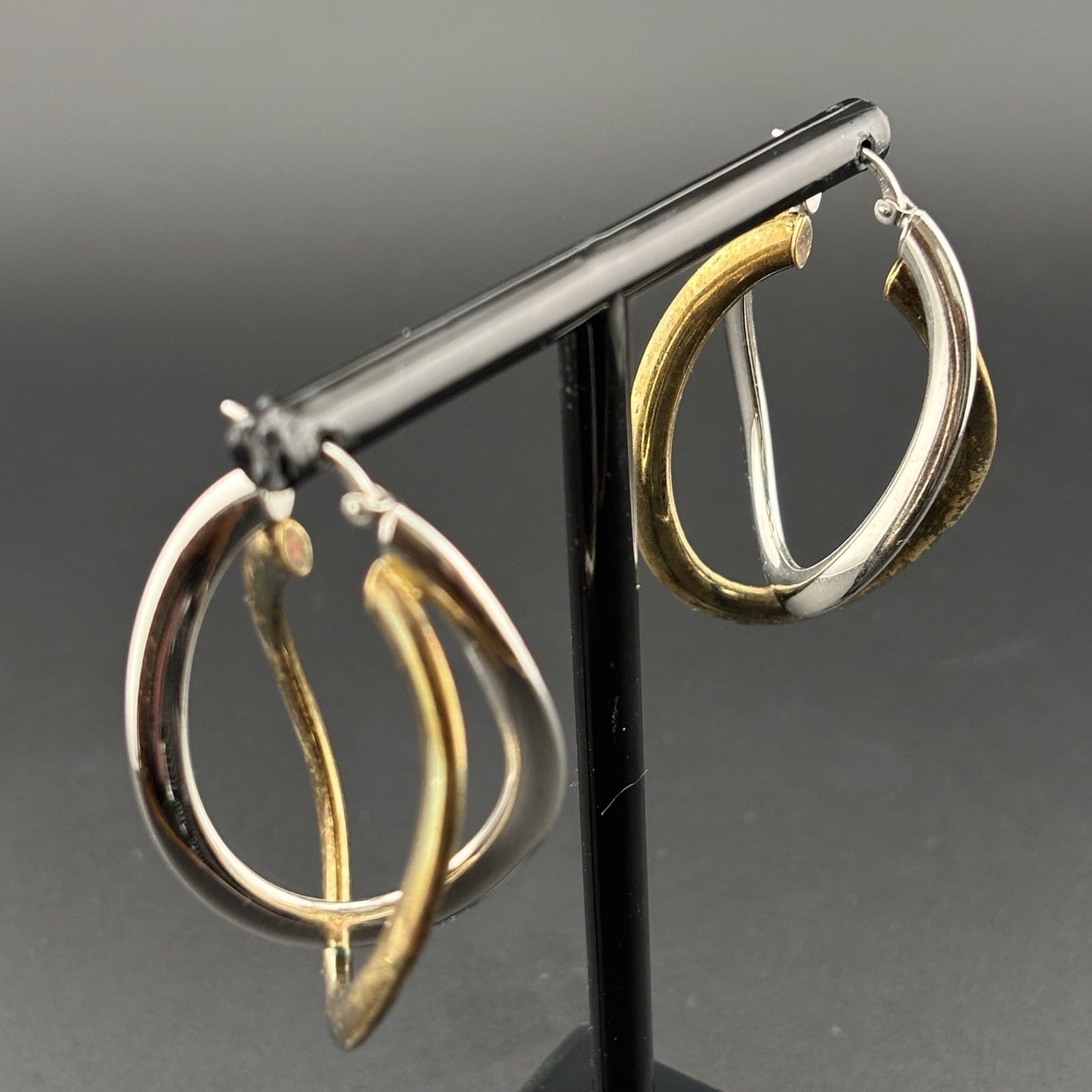 MILOR 925 Italy Sterling Silver Vermeil Two Tone Teardrop Dangle Earrings 8g