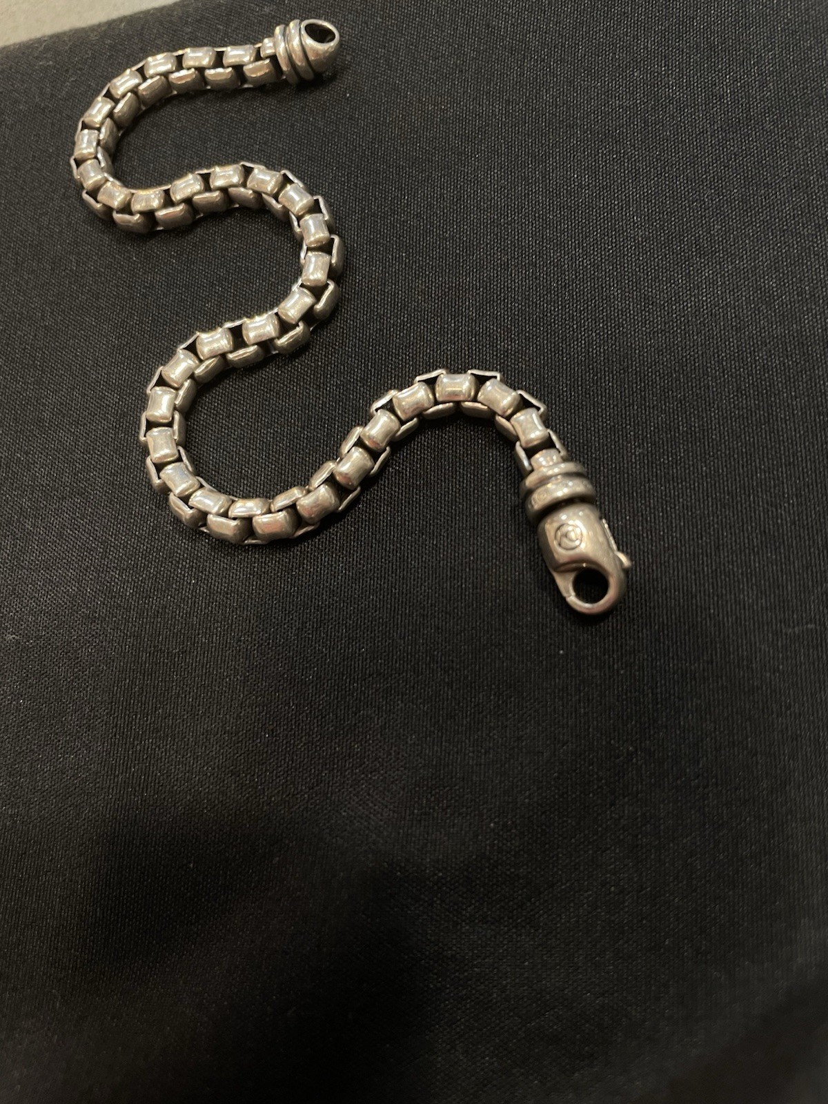 David Yurman Signed 925 Sterling Silver Box Chain Bracelet 8 in Lobster