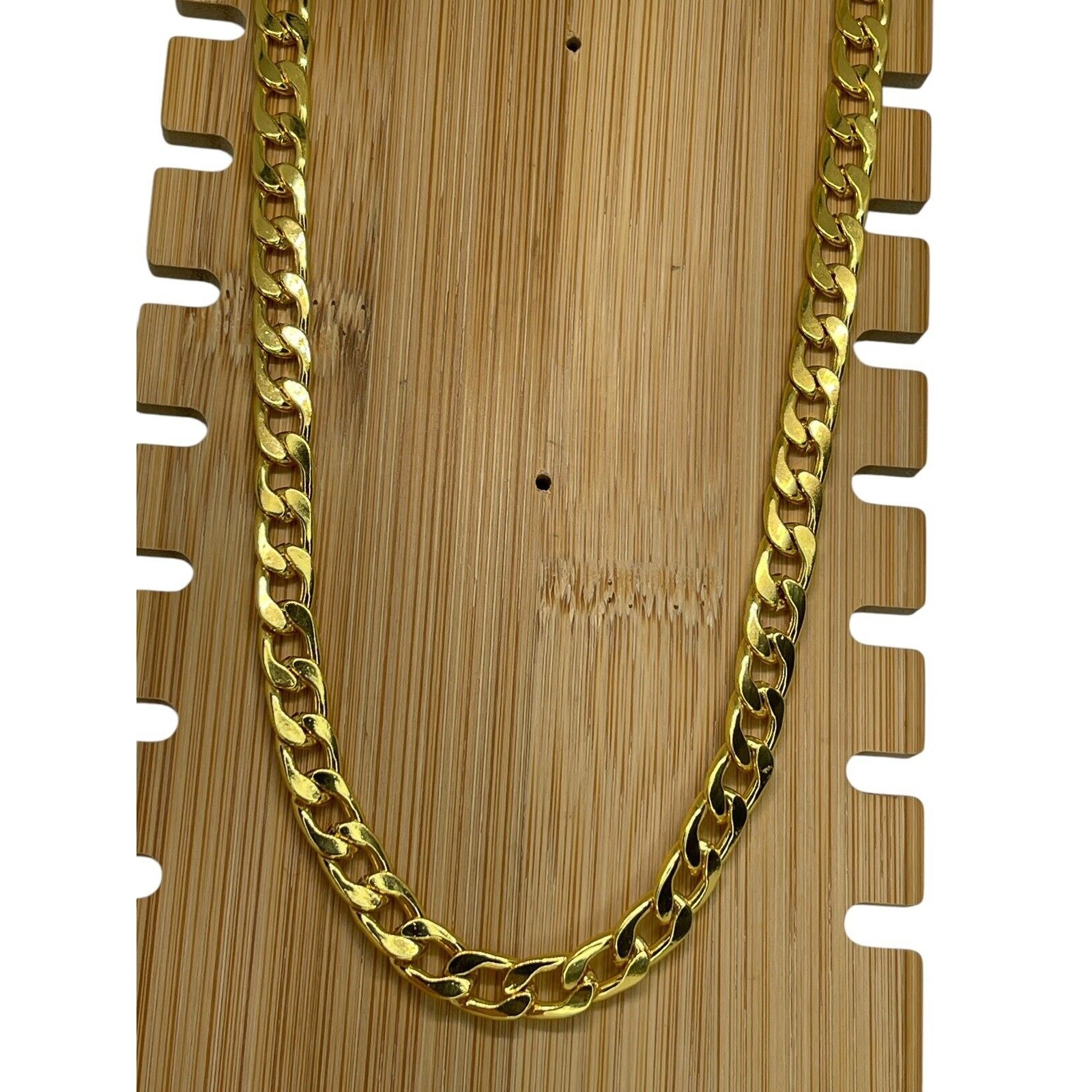Gold Plated Cuban Chain Necklace Mens 24” (8mm) Bling Flashy Everyday Wear Thick
