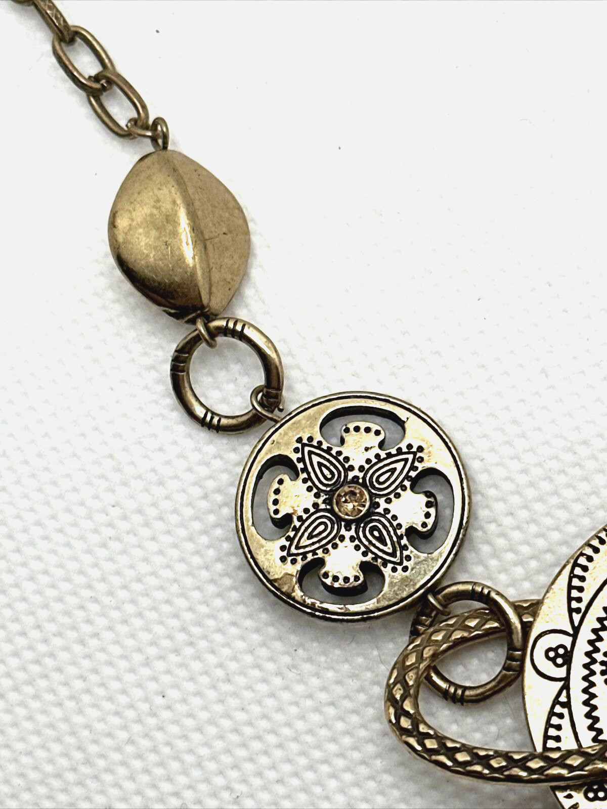 Y Drop Charm Necklace Made with Swarovski Crystals Gold Tone Moroccan Statement