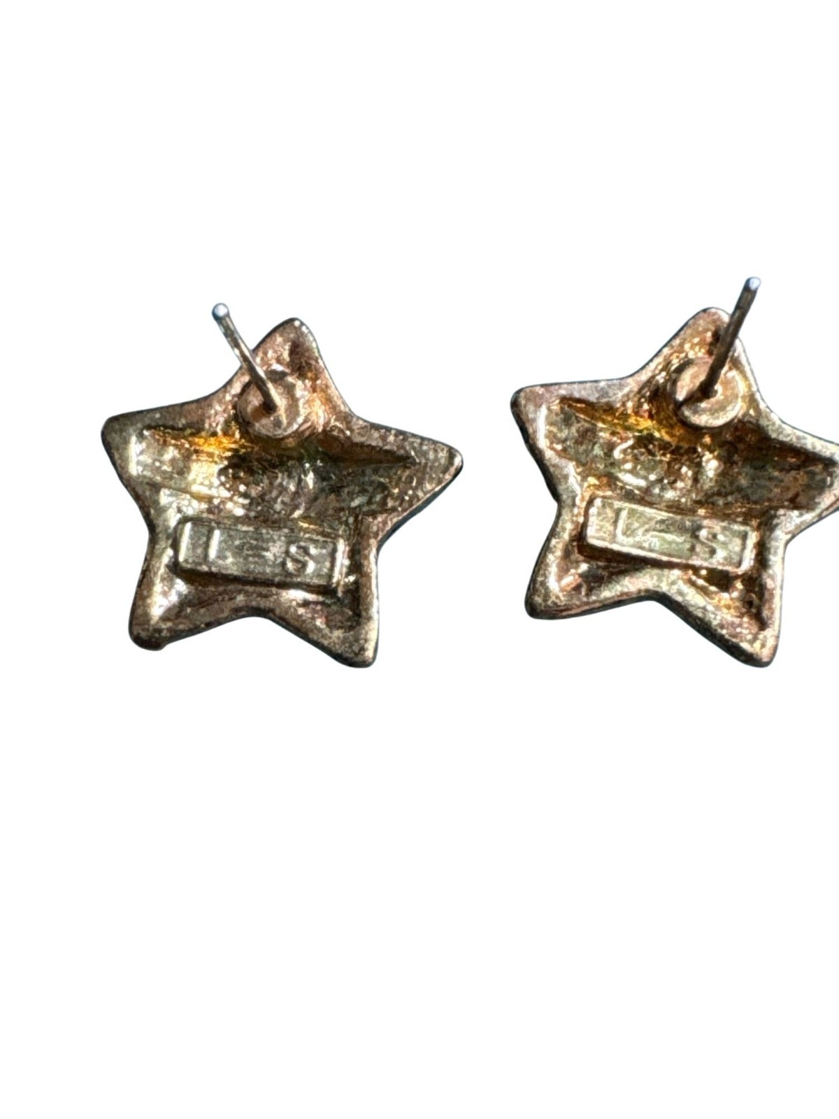 Patriotic Star Shaped Earrings With American Flag Design & Rhinestones Red Whit