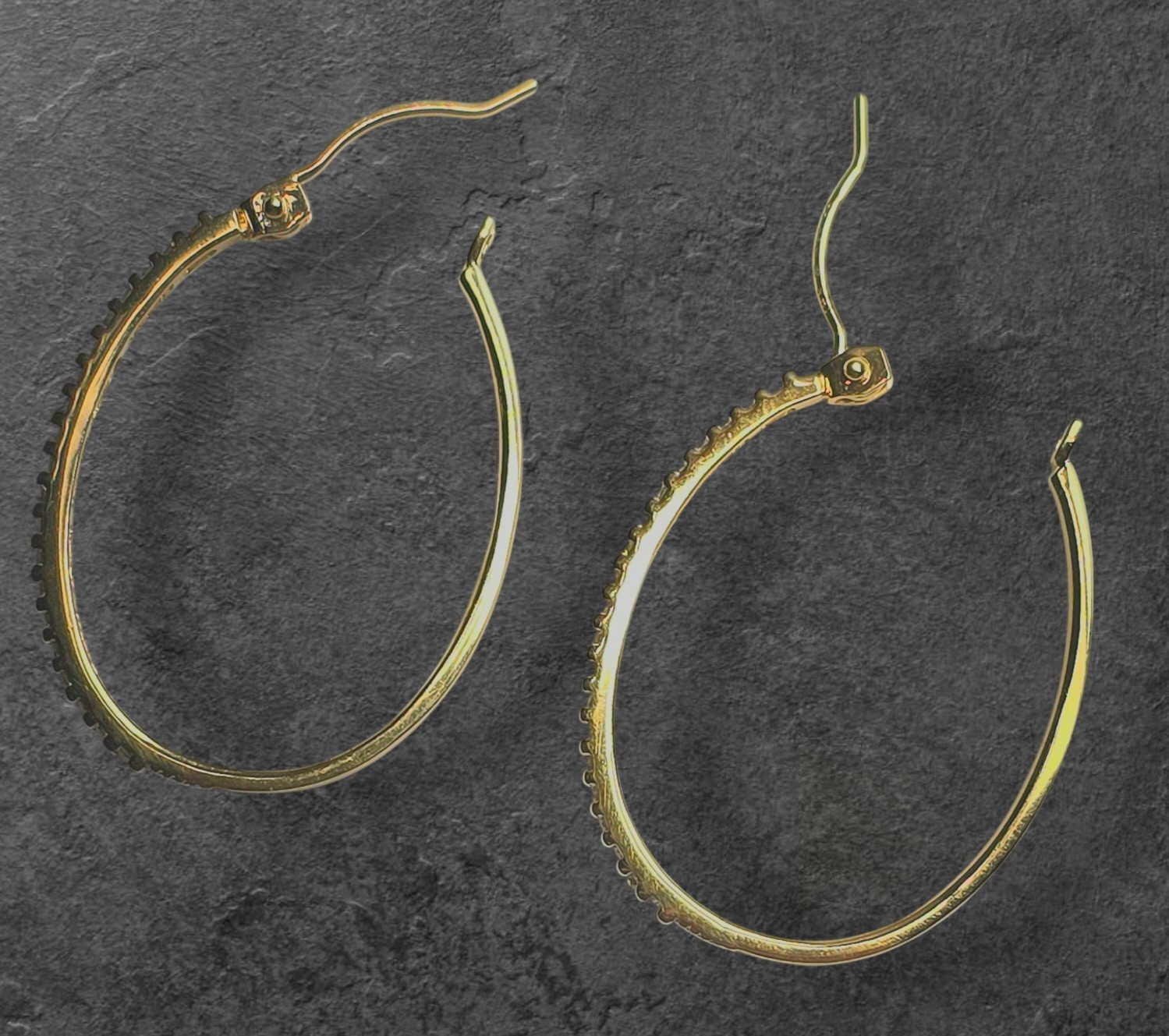 14K Yellow SILVER .20 TCW CREATED Diamond Hoop Earrings 6 Grams
