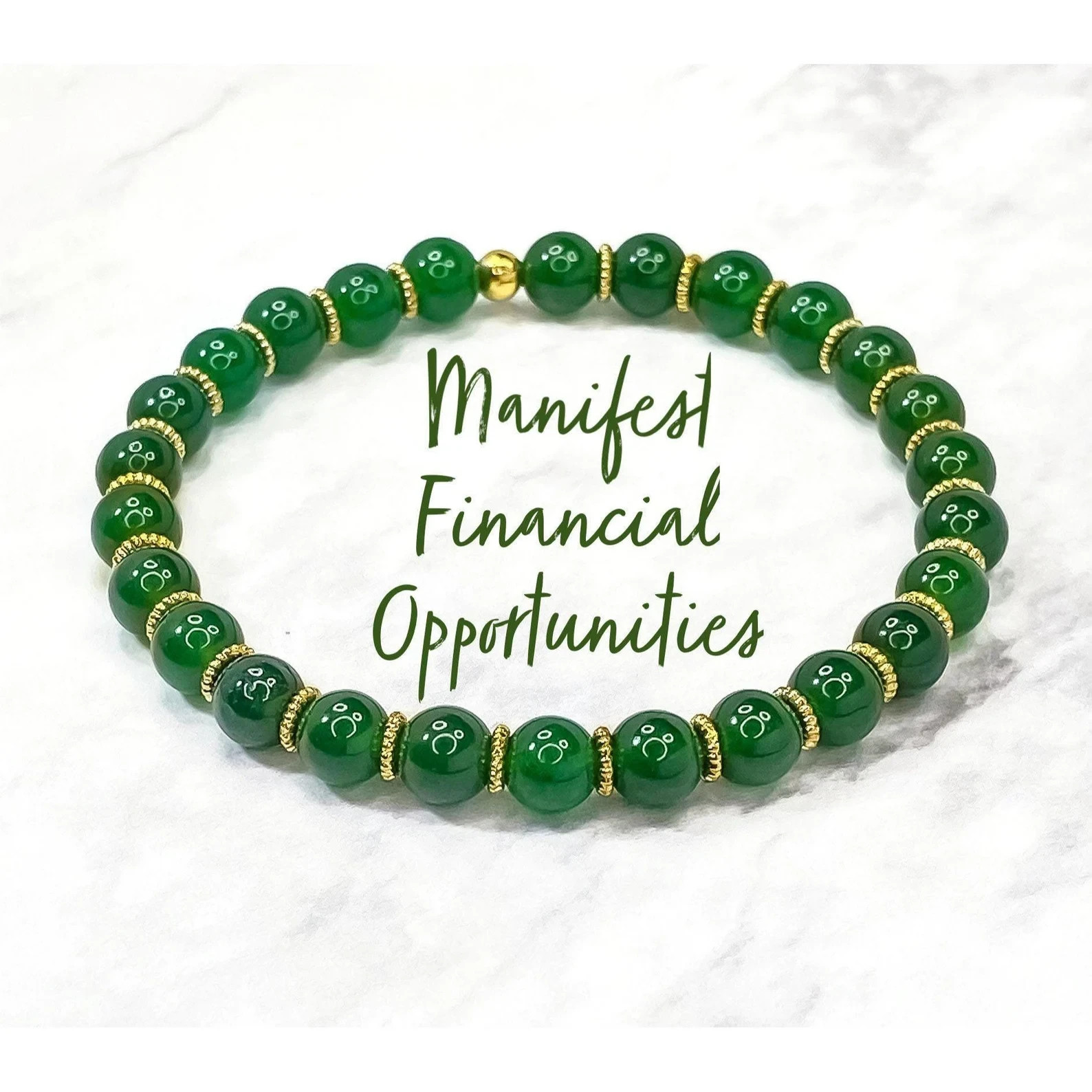 Jade Gemstone Bead Abundance Money Bracelet 6mm Crystal Healing Good Luck Gifts