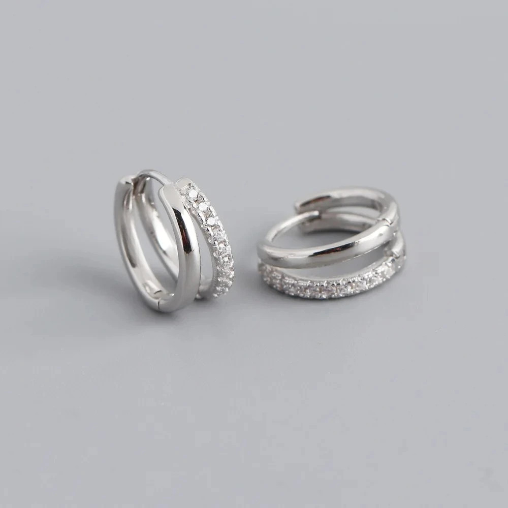 Fashion Stainless Star Hoops Earrings for Women Vintage Crystal Zirconia Circle