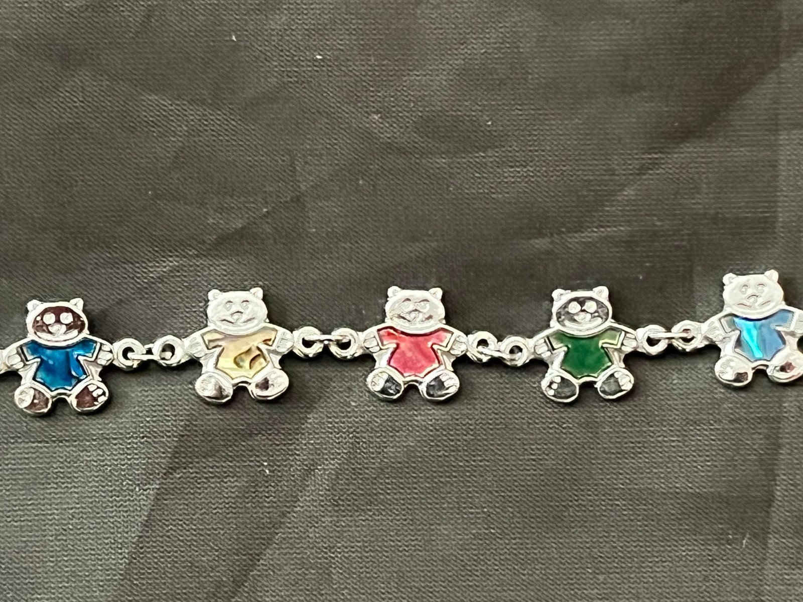Colorful Teddy Bear Shape Links Bracelet Anklet Fashion Jewelry Silvertone NEW!