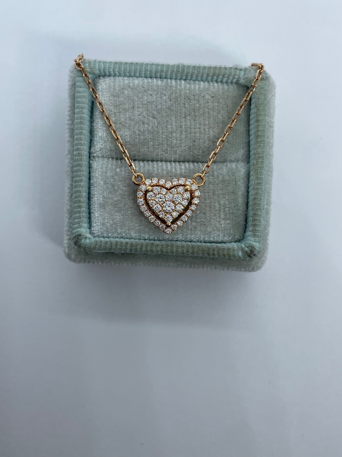 1.00 Ct Round EF VS Heart Shape Halo Lab Grown Diamond Necklace in 14K Rose Gold