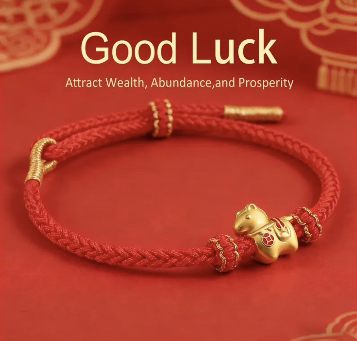 2026 New Year Lucky Good Health Horse Bracelet, Adjustable Chinese Zodiac