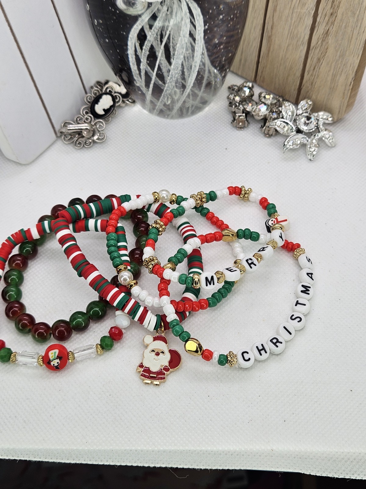 Joyful Christmas Colored Set Of 6 Bracelets Bundled For Xmas Gifts