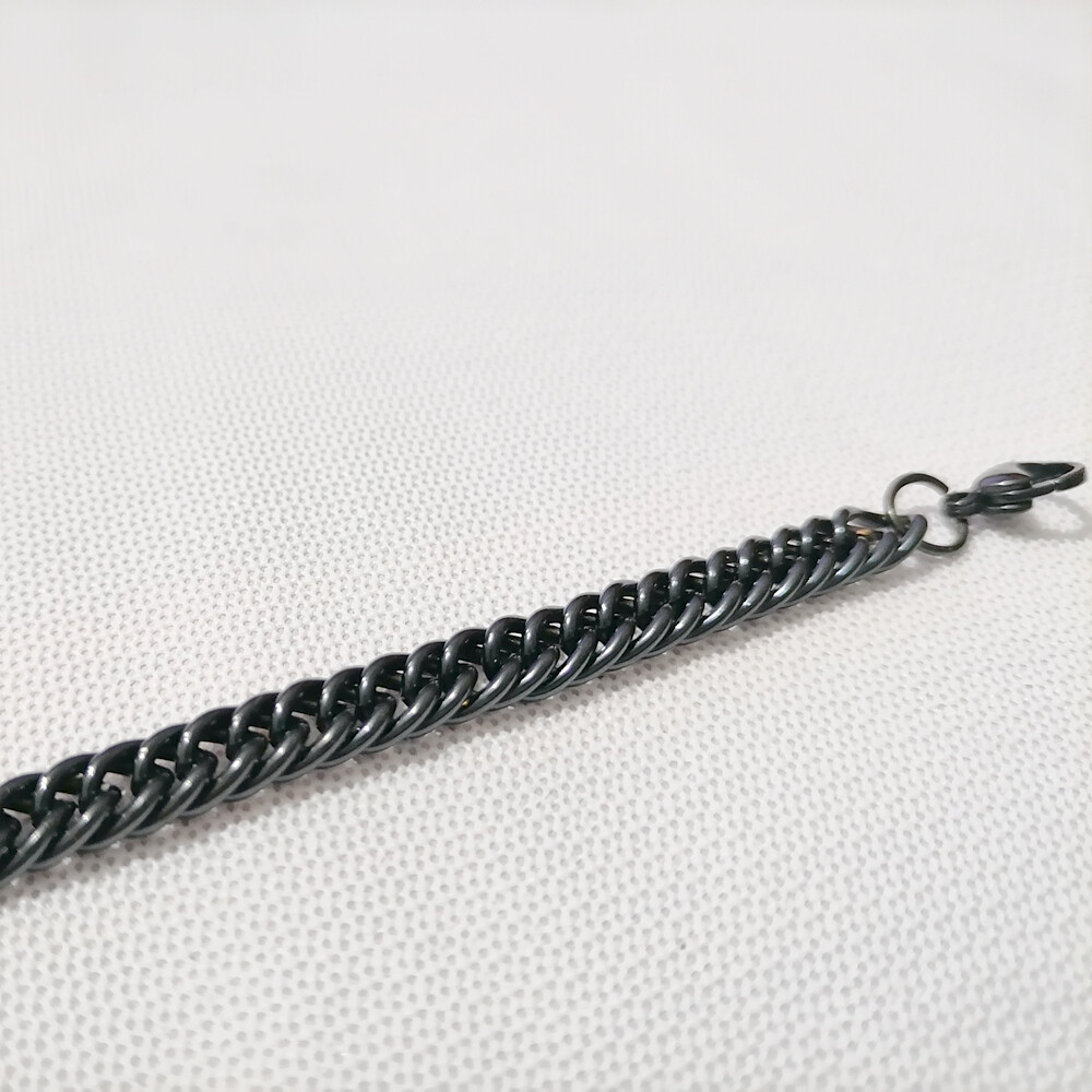 Black 7mm stainless steel cuban Link bracelet or necklace 7inch-30inch