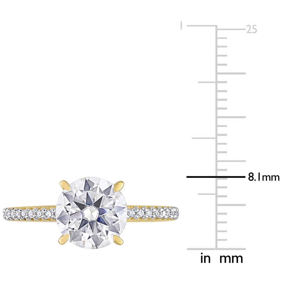 AMOUR 1 4/5 CT DEW Created Moissanite and 1/10 CT TDW Diamond Engagement Ring In