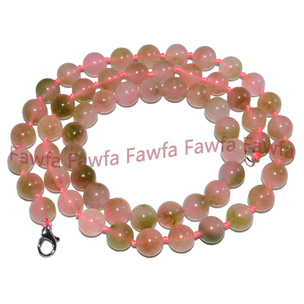 8/10/12/14mm Pink Green Multicolor Jade Round Gems Beads Necklace Bracelet Set