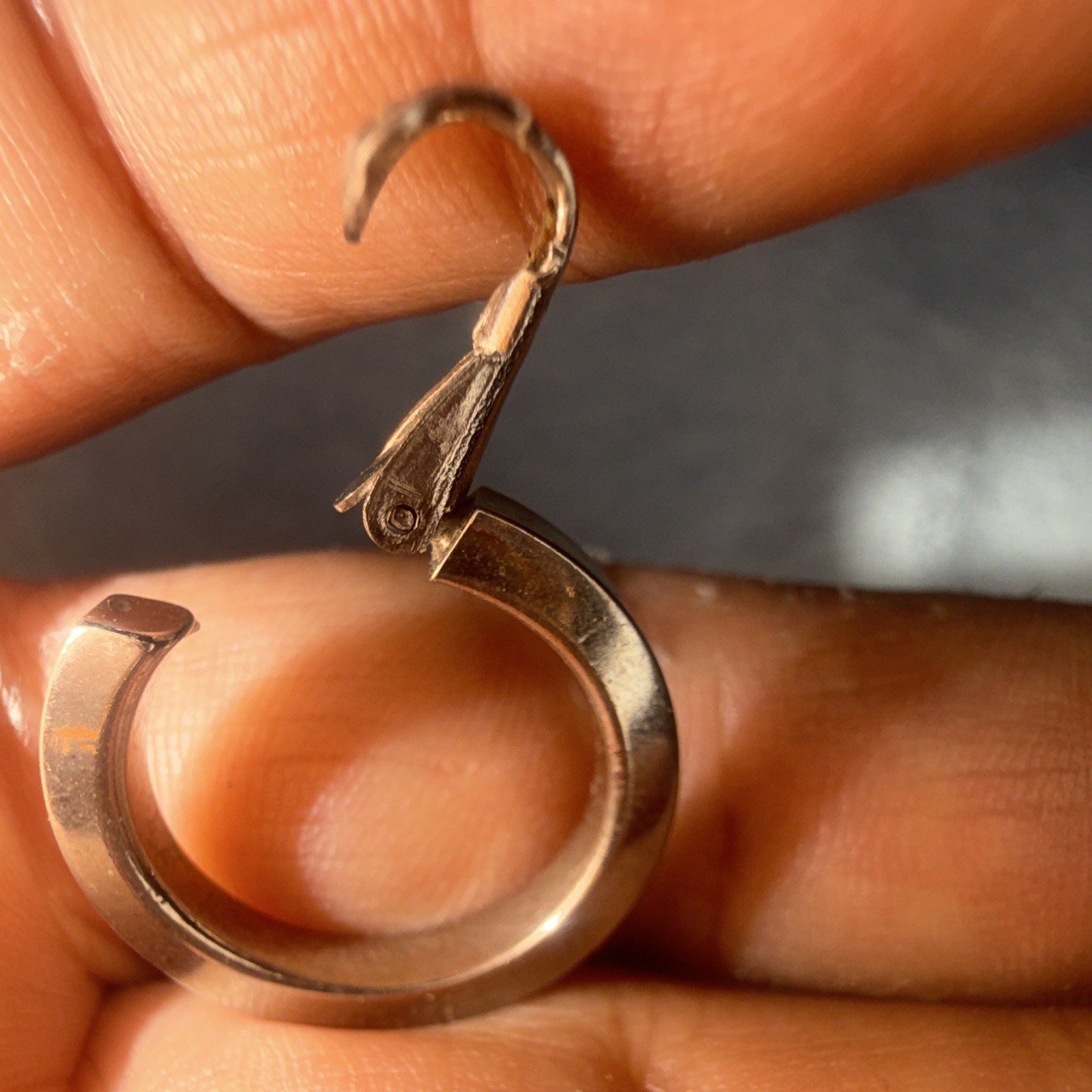 Silver Tone Round Hoop Earrings Hook Closure Clip-On Pair Metal Lobe No Stone