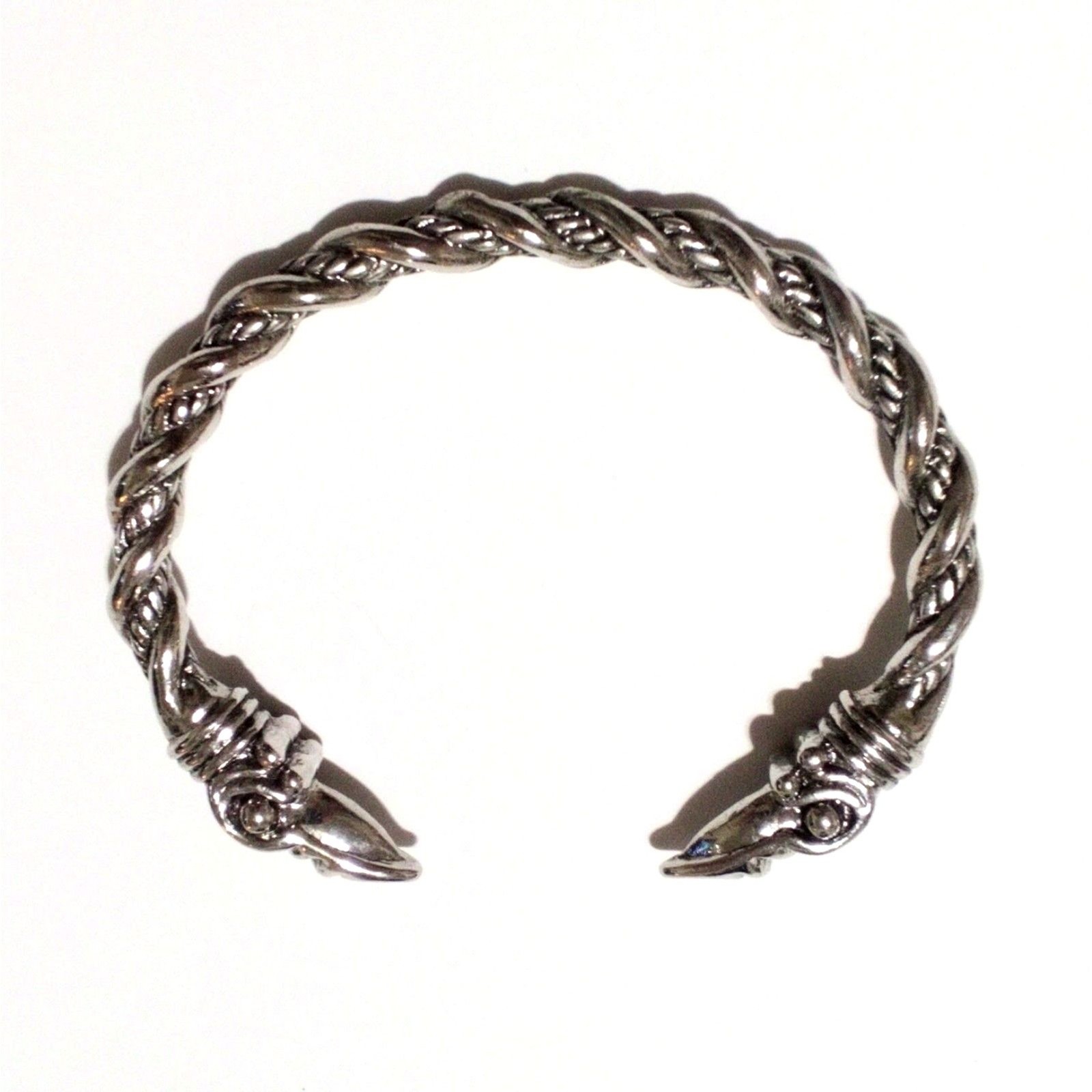 Silver Tone Bird Head Cuff Bracelet Twisted Open Cuff Adjustable