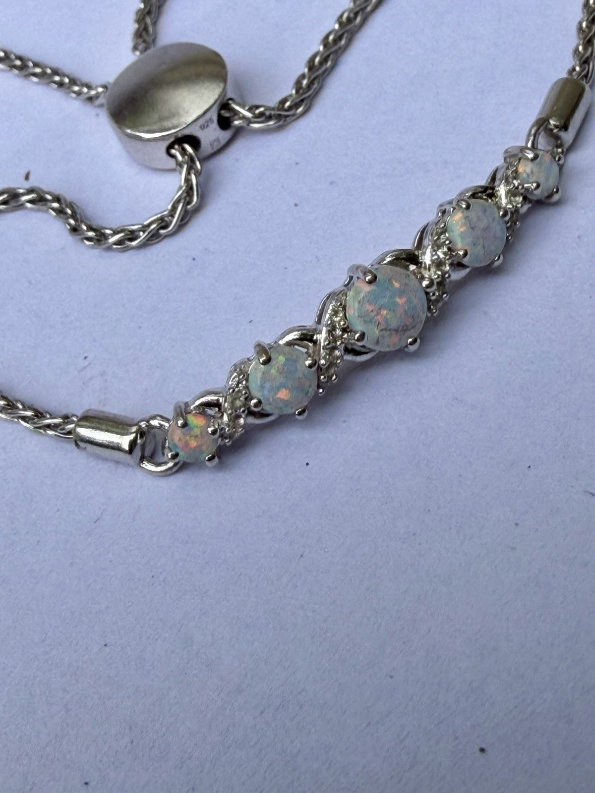 925 Sterling Silver Opal Slide Bolo Bracelet JWBR