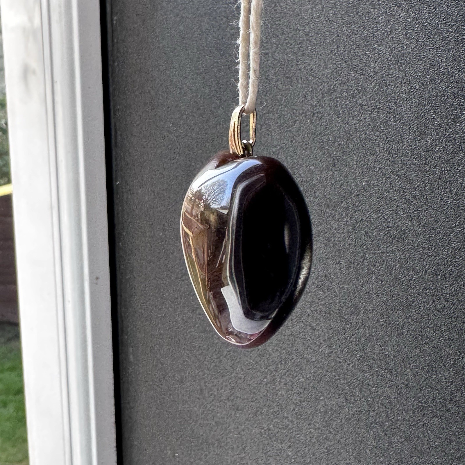 Natural Golden Tiger’s Eye Heart Pendant 30g 35mm Chatoyant Gemstone