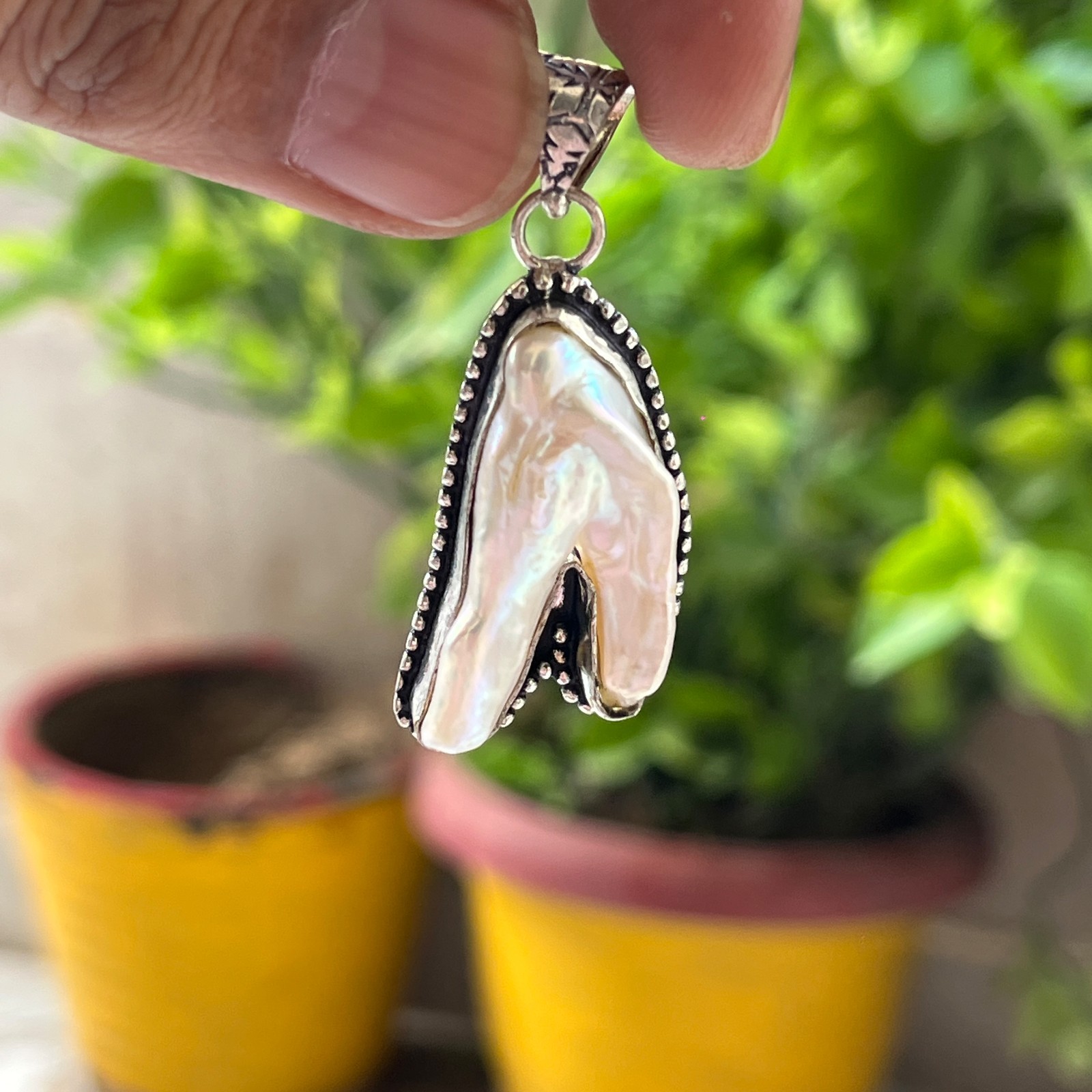 Natural Baroque Pearl Necklace Freshwater Pearl Pendant 24 Inch Chain