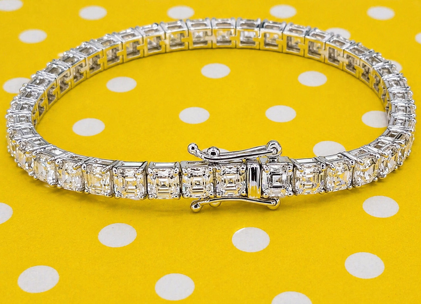 7″ Inch Long Tennis Wedding Bracelet 7 CT Asshcher Cut VVS1 Solid 14K White Gold